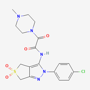 molecular formula C18H20ClN5O4S B2516776 N-(2-(4-chlorophenyl)-5,5-dioxido-4,6-dihydro-2H-thieno[3,4-c]pyrazol-3-yl)-2-(4-methylpiperazin-1-yl)-2-oxoacetamide CAS No. 899733-73-4