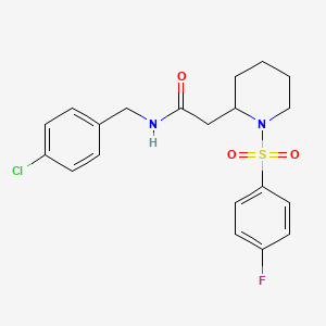 molecular formula C20H22ClFN2O3S B2516822 N-(4-chlorobenzyl)-2-(1-((4-fluorophenyl)sulfonyl)piperidin-2-yl)acetamide CAS No. 1021041-26-8
