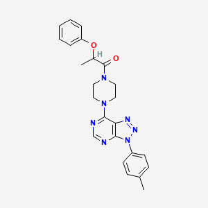molecular formula C24H25N7O2 B2516829 2-phenoxy-1-(4-(3-(p-tolyl)-3H-[1,2,3]triazolo[4,5-d]pyrimidin-7-yl)piperazin-1-yl)propan-1-one CAS No. 920225-74-7