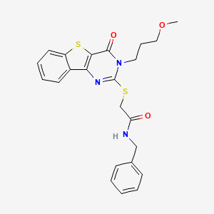 molecular formula C23H23N3O3S2 B2516832 N-benzyl-2-[[3-(3-methoxypropyl)-4-oxo-[1]benzothiolo[3,2-d]pyrimidin-2-yl]sulfanyl]acetamide CAS No. 866014-28-0