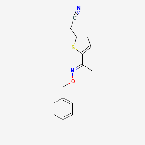 B2516839 2-(5-{[(4-Methylbenzyl)oxy]ethanimidoyl}-2-thienyl)acetonitrile CAS No. 478261-06-2