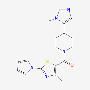 molecular formula C18H21N5OS B2516844 [4-(3-Methylimidazol-4-yl)piperidin-1-yl]-(4-methyl-2-pyrrol-1-yl-1,3-thiazol-5-yl)methanone CAS No. 2309749-33-3