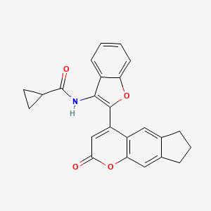 molecular formula C24H19NO4 B2516848 N-(2-{2-oxo-2H,6H,7H,8H-cyclopenta[g]chromen-4-yl}-1-benzofuran-3-yl)cyclopropanecarboxamide CAS No. 904509-24-6