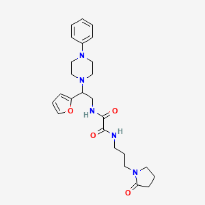 molecular formula C25H33N5O4 B2516869 N'-[2-(furan-2-yl)-2-(4-phenylpiperazin-1-yl)ethyl]-N-[3-(2-oxopyrrolidin-1-yl)propyl]ethanediamide CAS No. 877631-86-2