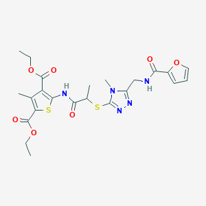 diethyl 5-(2-((5-((furan-2-carboxamido)methyl)-4-methyl-4H-1,2,4-triazol-3-yl)thio)propanamido)-3-methylthiophene-2,4-dicarboxylate