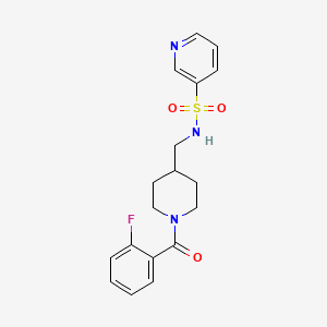 molecular formula C18H20FN3O3S B2516924 N-((1-(2-fluorobenzoyl)piperidin-4-yl)methyl)pyridine-3-sulfonamide CAS No. 1235266-49-5