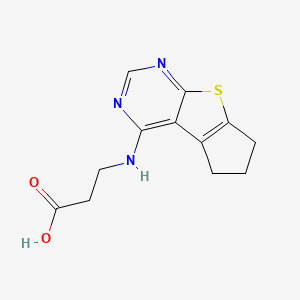 molecular formula C12H13N3O2S B2516930 3-(2,3-Dihydro-1H-8-thia-5,7-diaza-cyclopenta[a]inden-4-ylamino)-propionic acid CAS No. 690697-36-0