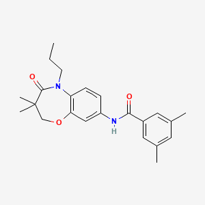 molecular formula C23H28N2O3 B2516950 N-(3,3-dimethyl-4-oxo-5-propyl-2,3,4,5-tetrahydro-1,5-benzoxazepin-8-yl)-3,5-dimethylbenzamide CAS No. 921870-09-9