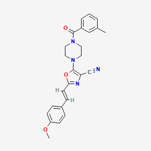 (E)-2-(4-methoxystyryl)-5-(4-(3-methylbenzoyl)piperazin-1-yl)oxazole-4-carbonitrile