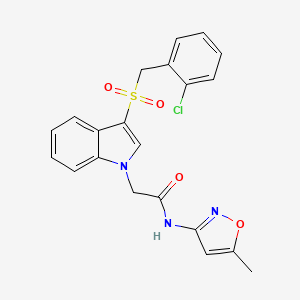 molecular formula C21H18ClN3O4S B2516989 2-(3-((2-chlorobenzyl)sulfonyl)-1H-indol-1-yl)-N-(5-methylisoxazol-3-yl)acetamide CAS No. 894029-92-6