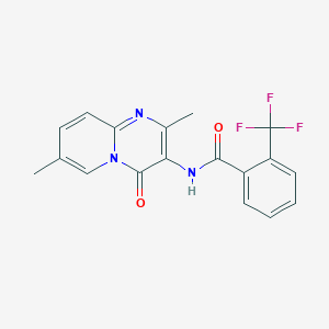 molecular formula C18H14F3N3O2 B2517000 N-(2,7-dimethyl-4-oxo-4H-pyrido[1,2-a]pyrimidin-3-yl)-2-(trifluoromethyl)benzamide CAS No. 941923-61-1