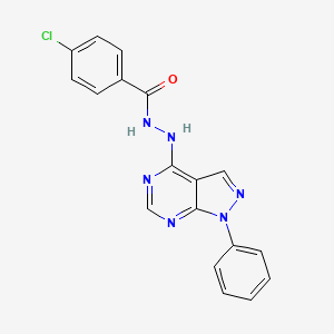 molecular formula C18H13ClN6O B2517004 4-氯-N'-(1-苯基-1H-吡唑并[3,4-d]嘧啶-4-基)苯甲酰肼 CAS No. 890950-58-0