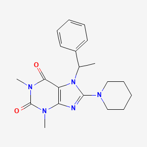 1,3-dimethyl-7-(1-phenylethyl)-8-(piperidin-1-yl)-1H-purine-2,6(3H,7H)-dione