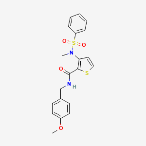 molecular formula C20H20N2O4S2 B2517029 N-[(4-methoxyphenyl)methyl]-3-(N-methylbenzenesulfonamido)thiophene-2-carboxamide CAS No. 1116017-31-2