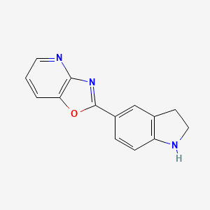 molecular formula C14H11N3O B2517082 5-{[1,3]oxazolo[4,5-b]pyridin-2-yl}-2,3-dihydro-1H-indole CAS No. 1479640-66-8