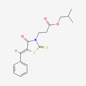 molecular formula C17H19NO3S2 B2517084 (Z)-isobutyl 3-(5-benzylidene-4-oxo-2-thioxothiazolidin-3-yl)propanoate CAS No. 303027-63-6