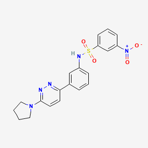 molecular formula C20H19N5O4S B2517085 3-nitro-N-(3-(6-(pyrrolidin-1-yl)pyridazin-3-yl)phenyl)benzenesulfonamide CAS No. 898446-35-0