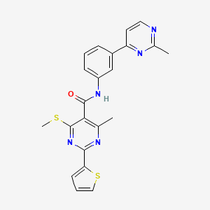 4-methyl-N-[3-(2-methylpyrimidin-4-yl)phenyl]-6-(methylsulfanyl)-2-(thiophen-2-yl)pyrimidine-5-carboxamide