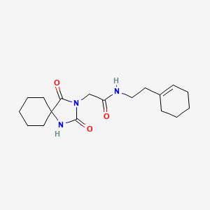 molecular formula C18H27N3O3 B2517124 n-(2-(Cyclohex-1-en-1-yl)ethyl)-2-(2,4-dioxo-1,3-diazaspiro[4.5]decan-3-yl)acetamide CAS No. 869354-03-0