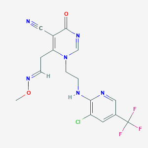1-(2-{[3-Chloro-5-(trifluoromethyl)-2-pyridinyl]amino}ethyl)-6-[2-(methoxyimino)ethyl]-4-oxo-1,4-dihydro-5-pyrimidinecarbonitrile