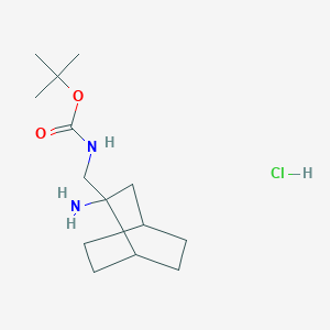 molecular formula C14H27ClN2O2 B2517163 tert-butylN-({2-aminobicyclo[2.2.2]octan-2-yl}methyl)carbamatehydrochloride CAS No. 2361731-79-3