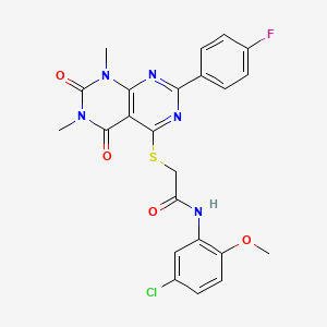 N-(5-chloro-2-methoxyphenyl)-2-[7-(4-fluorophenyl)-1,3-dimethyl-2,4-dioxopyrimido[4,5-d]pyrimidin-5-yl]sulfanylacetamide