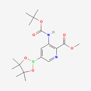 molecular formula C18H27BN2O6 B2517202 3-(BOC-氨基)-2-甲氧羰基吡啶-5-硼酸频哪醇酯 CAS No. 2377606-60-3