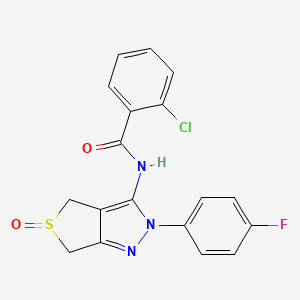 molecular formula C18H13ClFN3O2S B2517204 2-chloro-N-(2-(4-fluorophenyl)-5-oxido-4,6-dihydro-2H-thieno[3,4-c]pyrazol-3-yl)benzamide CAS No. 1008475-30-6