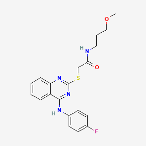 molecular formula C20H21FN4O2S B2517220 2-({4-[(4-fluorophenyl)amino]quinazolin-2-yl}sulfanyl)-N-(3-methoxypropyl)acetamide CAS No. 688355-65-9