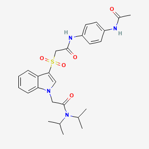 2-(3-((2-((4-acetamidophenyl)amino)-2-oxoethyl)sulfonyl)-1H-indol-1-yl)-N,N-diisopropylacetamide