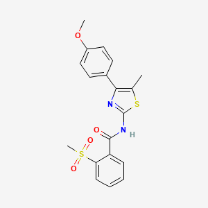 molecular formula C19H18N2O4S2 B2517228 N-(4-(4-methoxyphenyl)-5-methylthiazol-2-yl)-2-(methylsulfonyl)benzamide CAS No. 896368-49-3