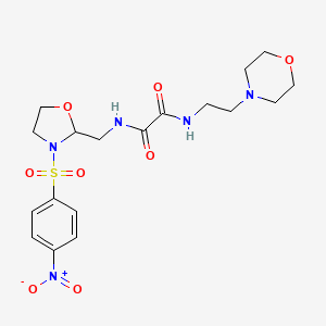 molecular formula C18H25N5O8S B2517248 N1-(2-morpholinoethyl)-N2-((3-((4-nitrophenyl)sulfonyl)oxazolidin-2-yl)methyl)oxalamide CAS No. 868981-99-1