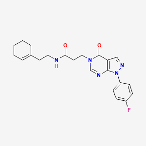 molecular formula C22H24FN5O2 B2517249 N-(2-(cyclohex-1-en-1-yl)ethyl)-3-(1-(4-fluorophenyl)-4-oxo-1H-pyrazolo[3,4-d]pyrimidin-5(4H)-yl)propanamide CAS No. 946283-14-3