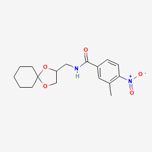 molecular formula C17H22N2O5 B2517251 N-(1,4-dioxaspiro[4.5]decan-2-ylmethyl)-3-methyl-4-nitrobenzamide CAS No. 923114-10-7