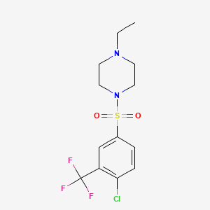 molecular formula C13H16ClF3N2O2S B2517253 1-((4-Chloro-3-(trifluoromethyl)phenyl)sulfonyl)-4-ethylpiperazine CAS No. 612043-50-2