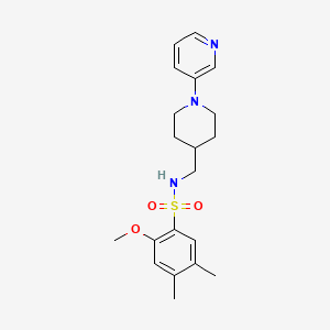 molecular formula C20H27N3O3S B2517255 2-methoxy-4,5-dimethyl-N-((1-(pyridin-3-yl)piperidin-4-yl)methyl)benzenesulfonamide CAS No. 2034227-36-4