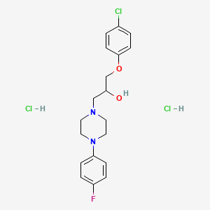 molecular formula C19H24Cl3FN2O2 B2517267 1-(4-chlorophenoxy)-3-[4-(4-fluorophenyl)piperazin-1-yl]propan-2-ol Dihydrochloride CAS No. 467236-74-4