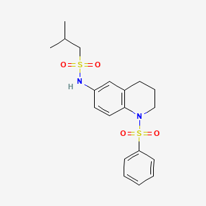 N-[1-(benzenesulfonyl)-3,4-dihydro-2H-quinolin-6-yl]-2-methylpropane-1-sulfonamide