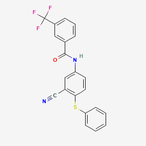 molecular formula C21H13F3N2OS B2517278 N-[3-cyano-4-(phenylsulfanyl)phenyl]-3-(trifluoromethyl)benzenecarboxamide CAS No. 303147-77-5