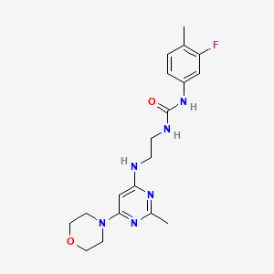 molecular formula C19H25FN6O2 B2517282 1-(3-Fluoro-4-methylphenyl)-3-(2-((2-methyl-6-morpholinopyrimidin-4-yl)amino)ethyl)urea CAS No. 1203328-62-4
