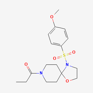 molecular formula C17H24N2O5S B2517283 4-[(4-Methoxyphenyl)sulfonyl]-8-propionyl-1-oxa-4,8-diazaspiro[4.5]decane CAS No. 903342-52-9
