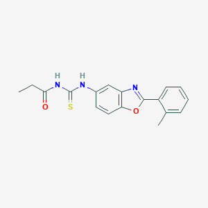 molecular formula C18H17N3O2S B251730 N-[[2-(2-methylphenyl)-1,3-benzoxazol-5-yl]carbamothioyl]propanamide 