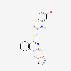 molecular formula C22H23N3O4S B2517331 2-((1-(furan-2-ylmethyl)-2-oxo-1,2,5,6,7,8-hexahydroquinazolin-4-yl)thio)-N-(3-methoxyphenyl)acetamide CAS No. 899986-95-9