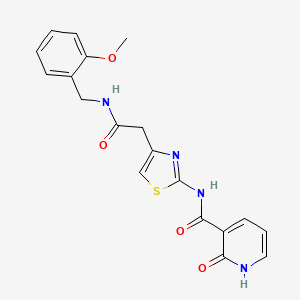 molecular formula C19H18N4O4S B2517336 N-(4-(2-((2-methoxybenzyl)amino)-2-oxoethyl)thiazol-2-yl)-2-oxo-1,2-dihydropyridine-3-carboxamide CAS No. 946335-99-5