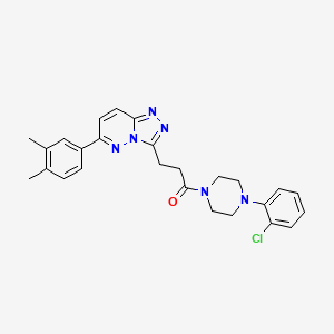 molecular formula C26H27ClN6O B2517343 1-[4-(2-氯苯基)哌嗪-1-基]-3-[6-(3,4-二甲基苯基)-[1,2,4]三唑并[4,3-b]嘧啶-3-基]丙-1-酮 CAS No. 1216615-49-4