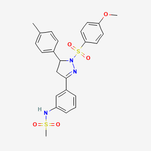 molecular formula C24H25N3O5S2 B2517362 N-(3-(1-((4-methoxyphenyl)sulfonyl)-5-(p-tolyl)-4,5-dihydro-1H-pyrazol-3-yl)phenyl)methanesulfonamide CAS No. 851782-11-1