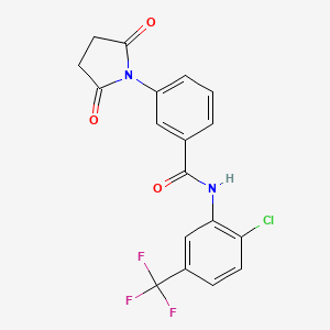 molecular formula C18H12ClF3N2O3 B2517449 N-[2-chloro-5-(trifluoromethyl)phenyl]-3-(2,5-dioxopyrrolidin-1-yl)benzamide CAS No. 391867-80-4