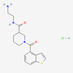 molecular formula C17H22ClN3O2S B2517482 N-(2-Aminoethyl)-1-(1-benzothiophene-4-carbonyl)piperidine-3-carboxamide;hydrochloride CAS No. 2445793-69-9