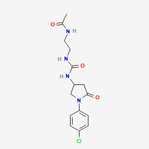 molecular formula C15H19ClN4O3 B2517510 N-(2-(3-(1-(4-chlorophenyl)-5-oxopyrrolidin-3-yl)ureido)ethyl)acetamide CAS No. 894032-37-2