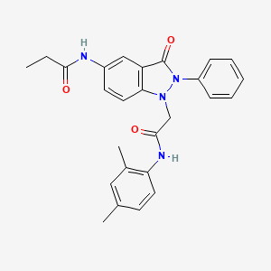 molecular formula C26H26N4O3 B2517512 N-(1-(2-((2,4-dimethylphenyl)amino)-2-oxoethyl)-3-oxo-2-phenyl-2,3-dihydro-1H-indazol-5-yl)propionamide CAS No. 1251615-62-9